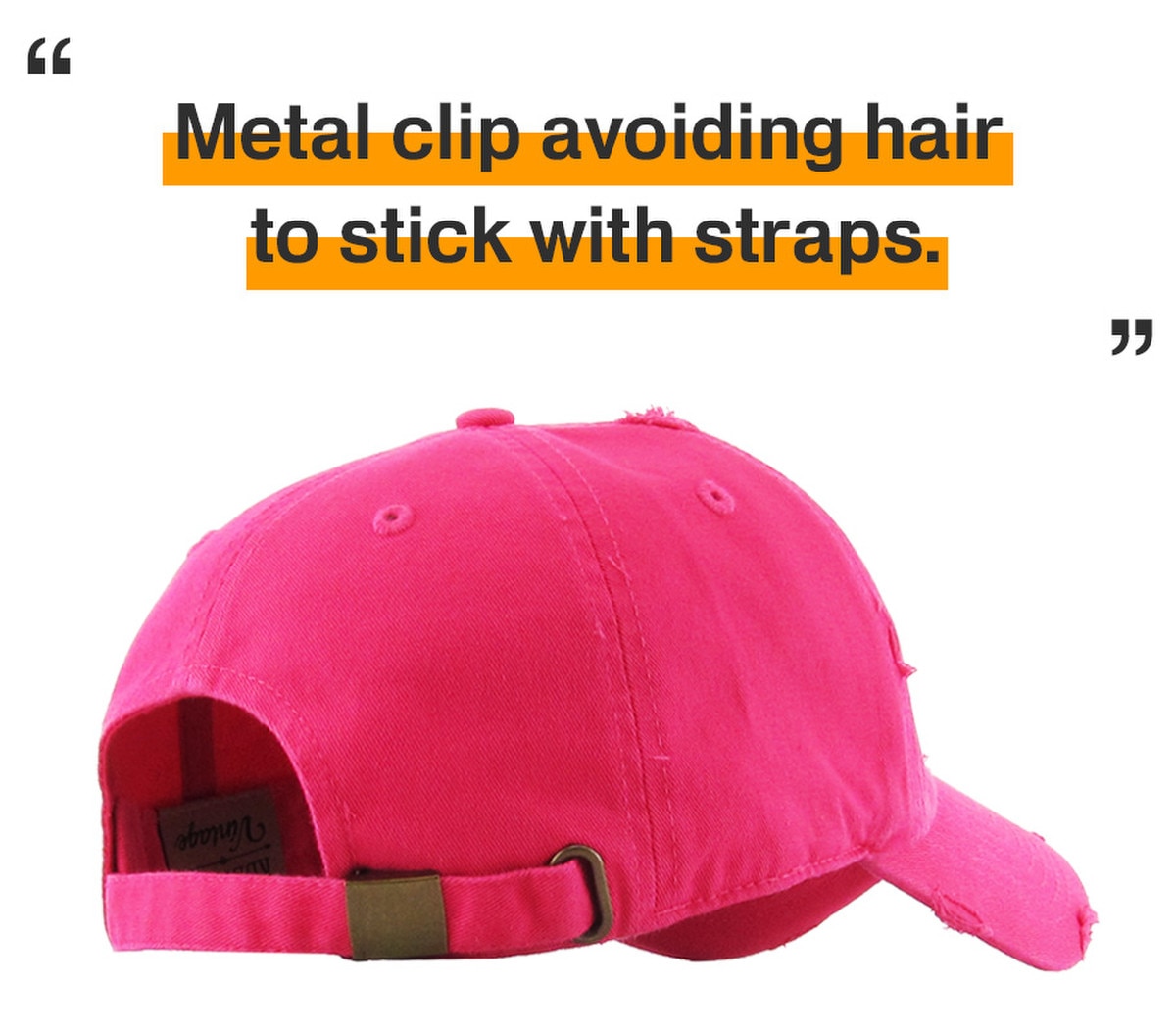 Hot Pink Distressed Vintage Baseball Cap Back Side View